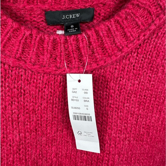 NWT J. Crew Button-shoulder crewneck sweater Size Small - Raspberry Red - Picture 5 of 6